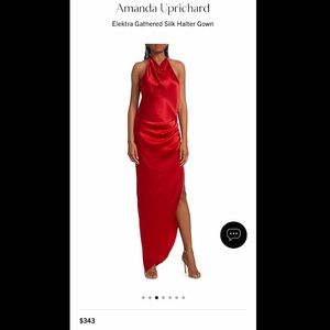 Amanda Uprichard Elektra Gathered Silk Halter Gown